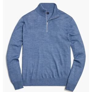 J.Crew Blue 1/4 Zip Merino Wool Mock Neck Casual Pullover Small A003327
